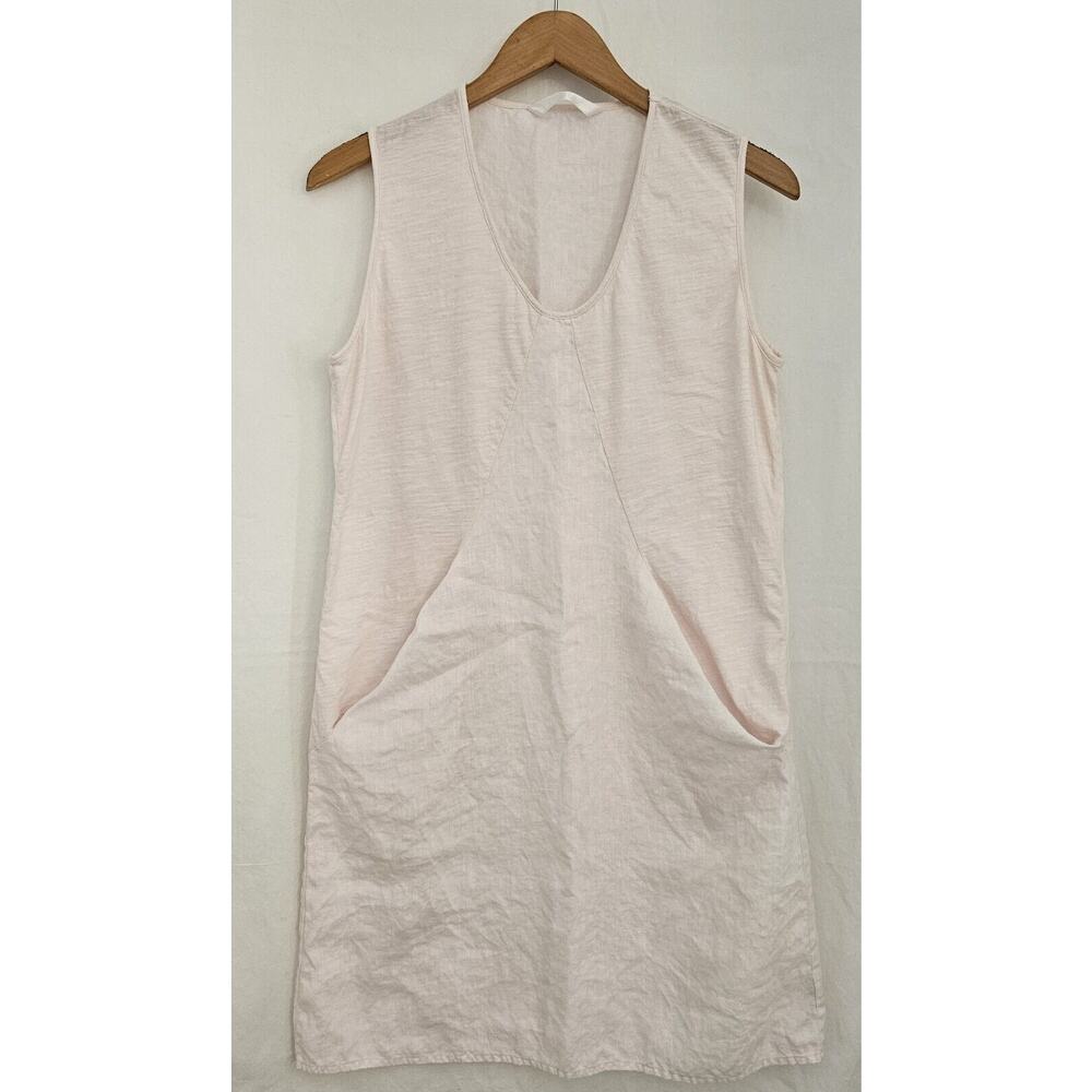 Luna Luz Linen Pink Pocket‎ Dress Womens Size Small Sleeveless Lagenlook# 746